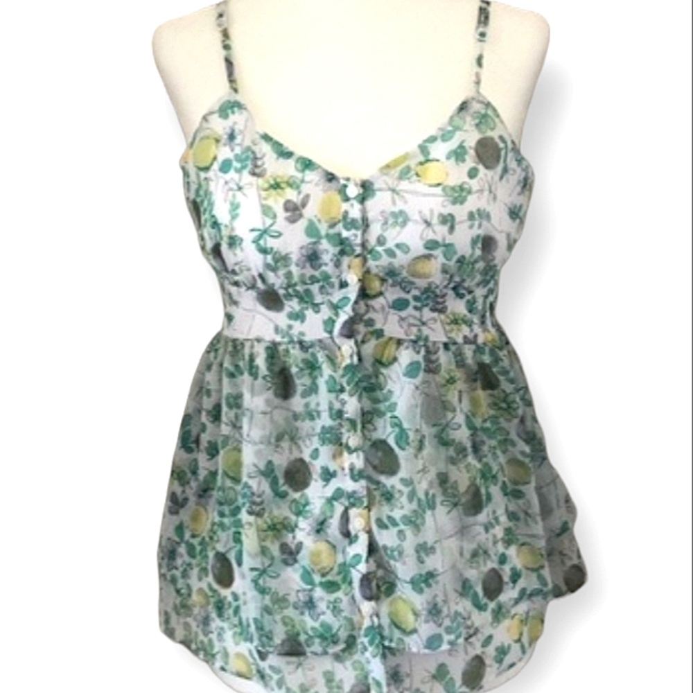 3/$25 LC Lauren Conrad Flowy Button up Lemon Tank